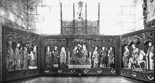 Halberstadt, Dom St. Stephanus und St. Sixtus, Altarschrein (aus der Moritzkirche), im Zentrum Marienkrönung