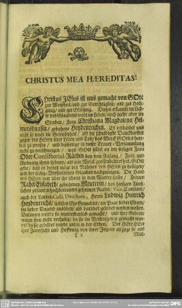 Lebenslauf : Christlicher Lebens-Lauff