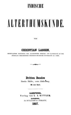 Dritten Bandes Zweite Hälfte, erste Abtheilung