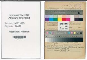 Entnazifizierung Heinrich Hueschen , geb. 18.02.1896 (Bergmann)