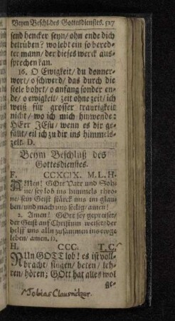 Beym Beschluß des Gottesdienstes.