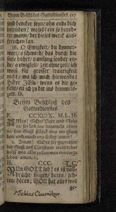Beym Beschluß des Gottesdienstes.