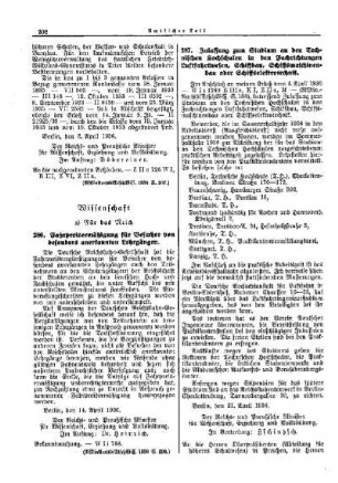 Zulassung zum Studium an den Technischen Hochschulen in den Fachrichtungen Luftfahrtwesen, Schiffbau, Schiffsmaschinenbau oder Schiffselektrotechnik : [Wissenschaft] ; [Für das Reich] ; [Amtliche Erlasse] ; [Amtlicher Teil]