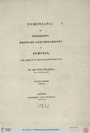 Band 2: Pompeiana: the topography, edifices and ornaments of Pompeii ; the result of excavations since 1819 ; in two volumes