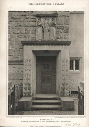 Billing, Hermann; Karlsruhe, Moltkestr.47 / Beethovenstr.; Villa Billing - Eingang (Außenansicht)