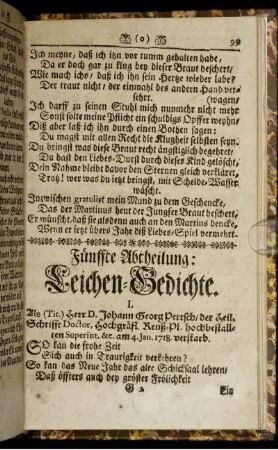 Fünffte Abtheilung. Leichen-Gedichte.