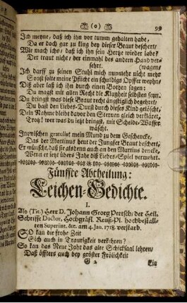 Fünffte Abtheilung. Leichen-Gedichte.