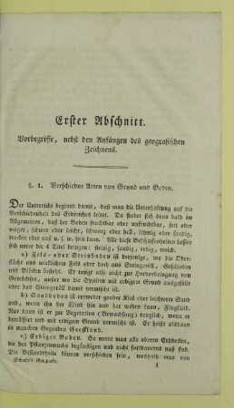 Erster Abschnitt. Vorbegriffe, nebst den Anfaengen des geografischen Zeichnens