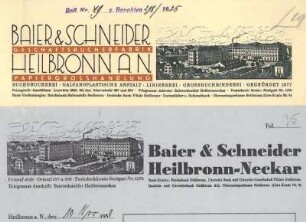 Briefbogen bzw. Rechnung der Fa. Baier&Schneider mit kleiner Firmenansicht