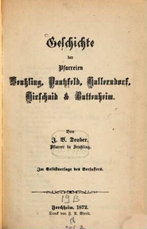 Geschichte der Pfarreien Seußling, Pautzfeld, Hallerndorf, Hirschaid & Buttenheim