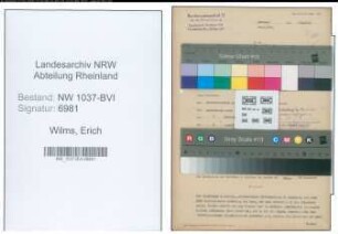 Entnazifizierung Erich Wilms , geb. 15.02.1904 (Baecker)