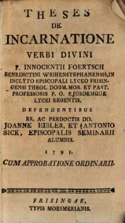 Theses de incarnatione verbi divini