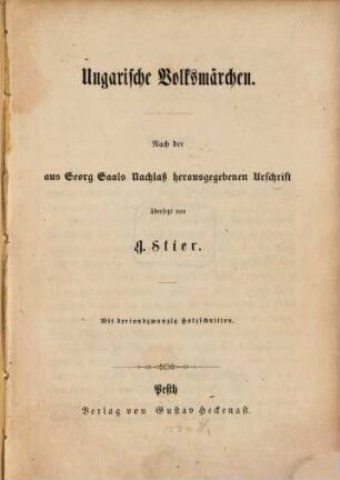 Ungarische Volksmärchen : mit dreiundzwanzig Holzschnitten