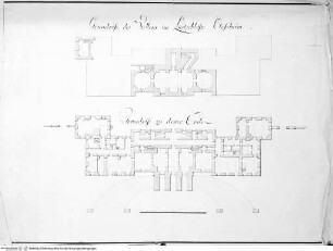 Grundrisse des Kellers und Erdgeschosses von Schloss Kleßheim
