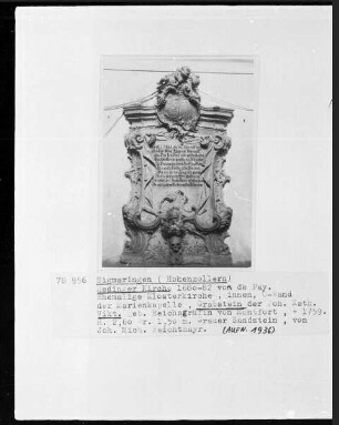 Grabstein der Fürstin Johanna Katherina Viktoria, geb. Reichsgräfin von Montfort