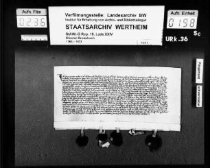 Der Schiedsspruch (StAWt-G Rep. 15 Lade XXIV Nr. 35) in Austellung der andern Partei.