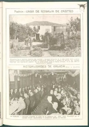 Actualidades de Galicia : [Vista de] La Coruña. - Banquete celebrado en honor de los jugadores del "Real Club Deportivo" [...]