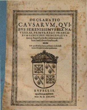 Declaratio Causarum quibus Rex Navarrae externum militem conscribere coactus est