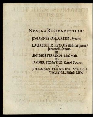 Nomina Respondentium: