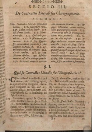 Sectio III. De Contractu Literali seu Chirographario.