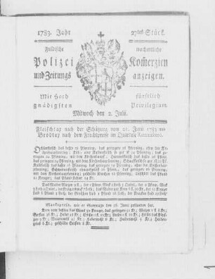 27tes Stück., Ausgabe vom 2. Juli 1783