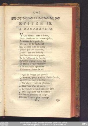 Épitre IX. A Maupertuis.
