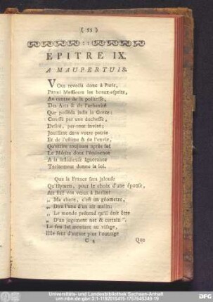 Épitre IX. A Maupertuis.