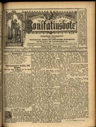Erste Ausgabe vom Sonntag, den 26. Oktober 1913.
