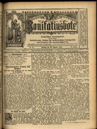 Erste Ausgabe vom Sonntag, den 26. Oktober 1913.