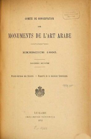 Exercice. 1892 = Fasc. 9