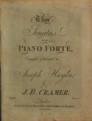 Three sonatas for the piano forte : op. 22