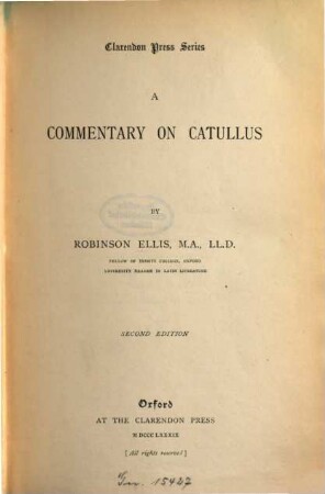A commentary on Catullus