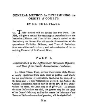 General Method for Determining the Orbits of Comets.