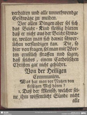 Von der Heiligen Communion