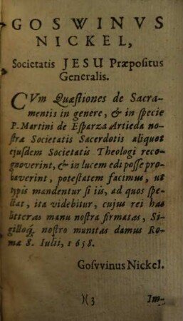 Qvaestiones Dispvtandae De Sacramentis In genere, & in specie, 2. De Sacramento Poenitentiae, extremae unctionis, ordinis, & matrimonii