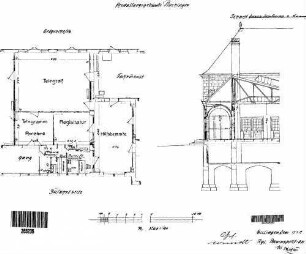 Plochingen: Empfangsgebäude Verwaltungsgebäude Teil-Grundriß EG,Schnitt
