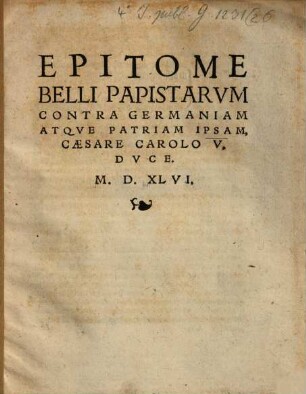 Epitome belli papistarum contra Germaniam