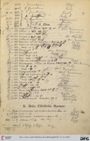 K. Holz, Elfenbein, Marmor (Nr. 428- 463)