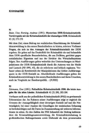 69-132, Kriminalität (hier auch: Darstellung in den Massenmedien)