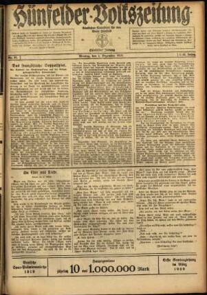 Ausgabe vom Montag, den 01. Dezember 1919.