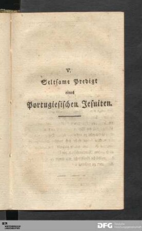 V. Seltsame Predigt eines portugiesischen Jesuiten.