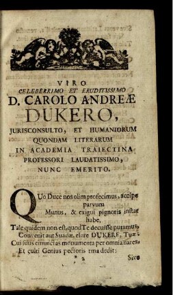 Viro Celeberrimo et Eruditissimo D. Carolo Andreae ...