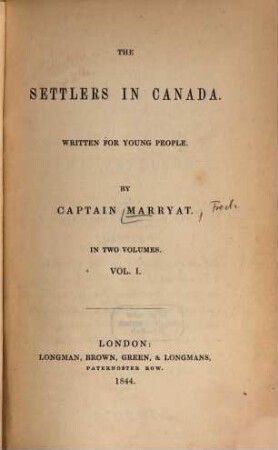 The settlers in Canada : written for young people. 1