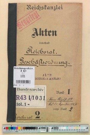Geschäftsordnung des Reichsrats: Bd. 1