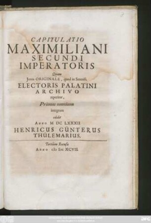 Capitulatio Maximiliani Secundi Imperatoris