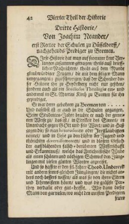 Dritte Historie/ Von Joachim Neander ...
