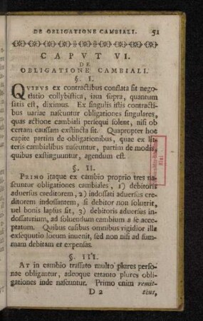 Capvt VI. De Obligatione Cambiali.
