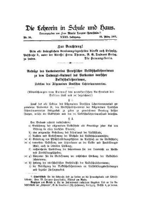 Anträge des Landesvereins Preußischer Volksschullehrerinnen zu dem Satzungs-Entwurf des Verbandes deutscher Volksschullehrerinnen : Sektion des Allgemeinen Deutschen Lehrerinnenvereins