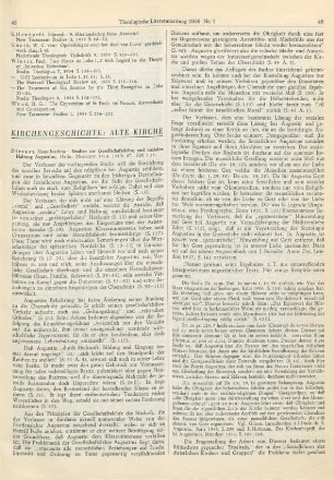 45-47 [Rezension] Diesner, Hans-Joachim, Studien zur Gesellschaftslehre und sozialen Haltung Augustins