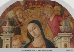 Madonna mit Kind und Engel - Thronende Maria m. Kind, gekrönt von Engeln